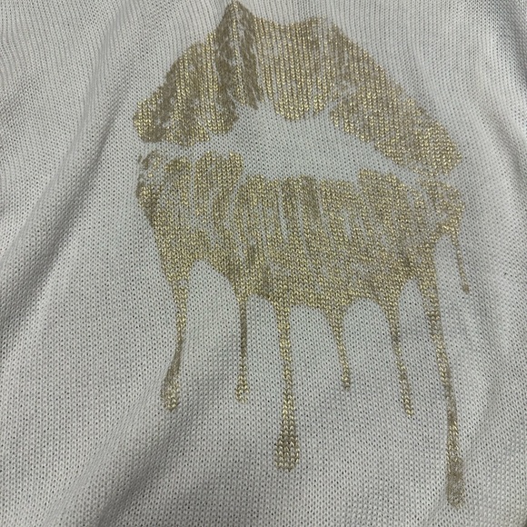 Wooden ship White Sweater with Gold Lip Print - Picture 2 of 4